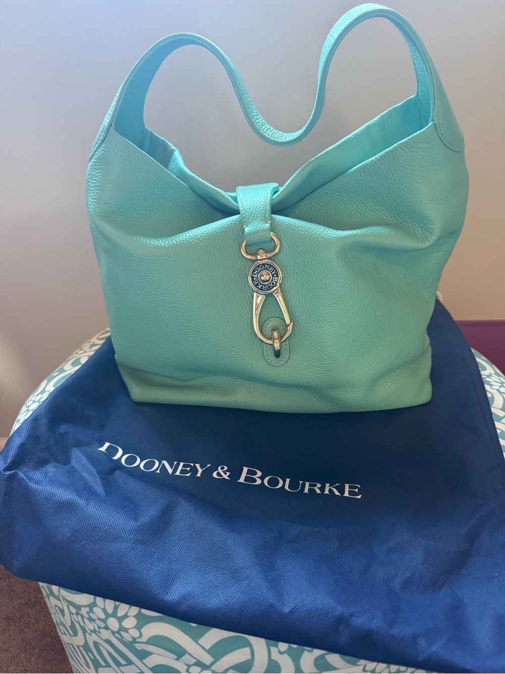 Dooney & Bourke Aqua Leather Shoulder Hobo